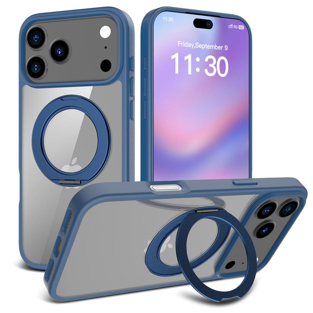 For IPhone17promax Magnetic Frosted Transparent 16plus for Apple Mobile Phone Case with Rotating Invisible Stand
