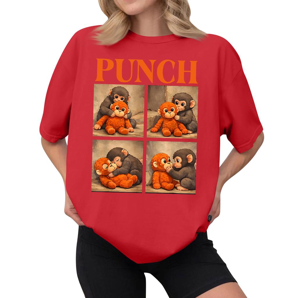 Women's Casual Printed T-Shirt Round Neck Pullover Short Sleeve Top