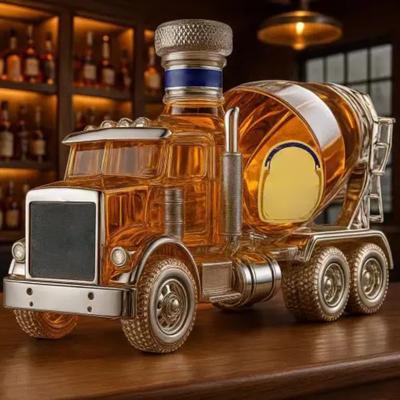 Creative Whiskey Bottle Transparent Glass Cement Blender Unique Truck-shaped Liquor Decanter Whiskey Storage Jar