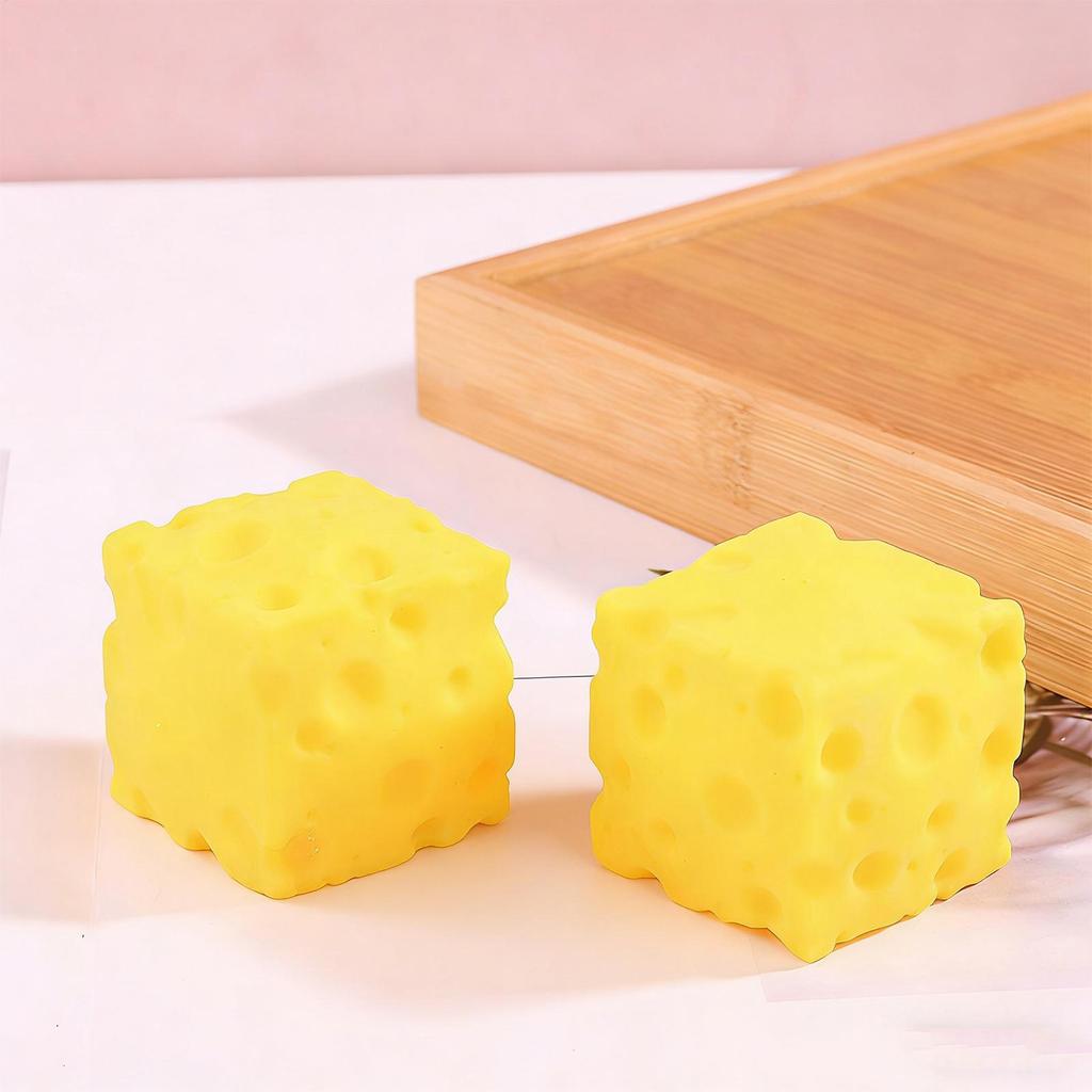 Cheese Stress Ball Sensory Slow Rebound Cheese Cube Soft Novelty Rebounding Toy for Kids Adults Students Workers Home School
