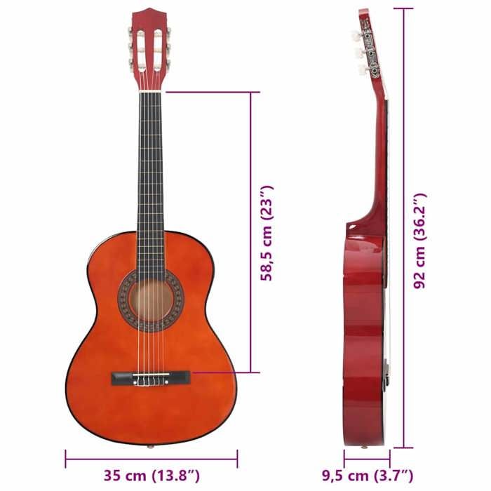 VidaXL Guitare classique de débutants et enfants 3-4 36" Tilleul, bois foncé