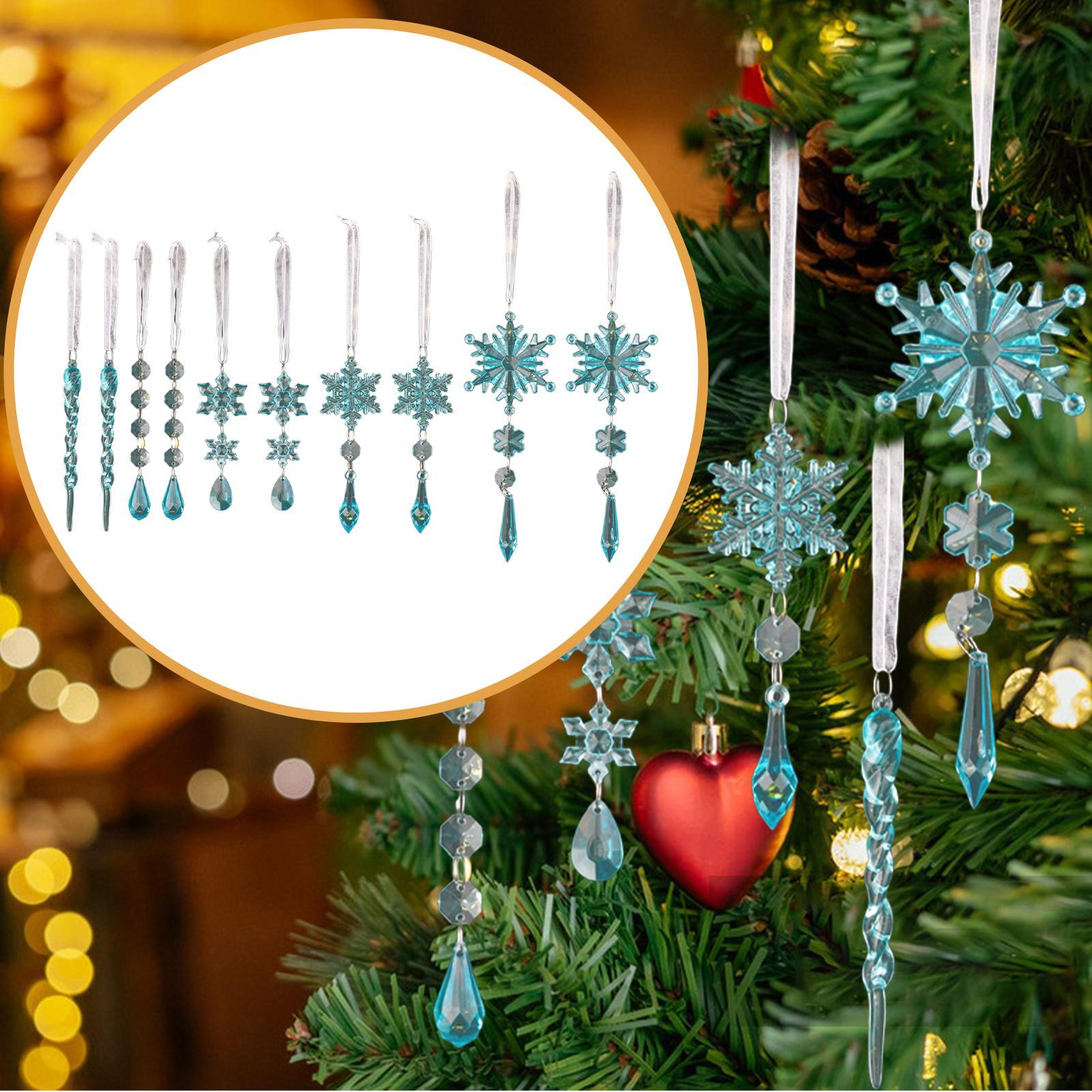 

Christmas Icicles Snowflake Ornaments Decoration Drop for Window синий