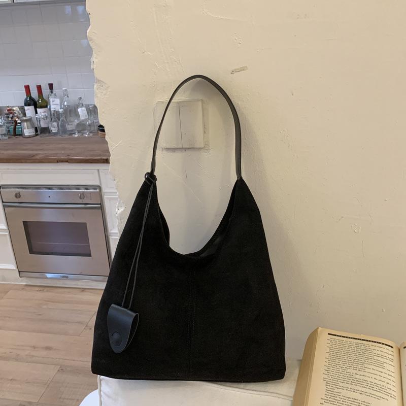 Herbst Retro Tasche Damen Maillard Stil Wildlederoptik Tragetasche Große Kapazität Pendler Freizeit Einzelne Tasche