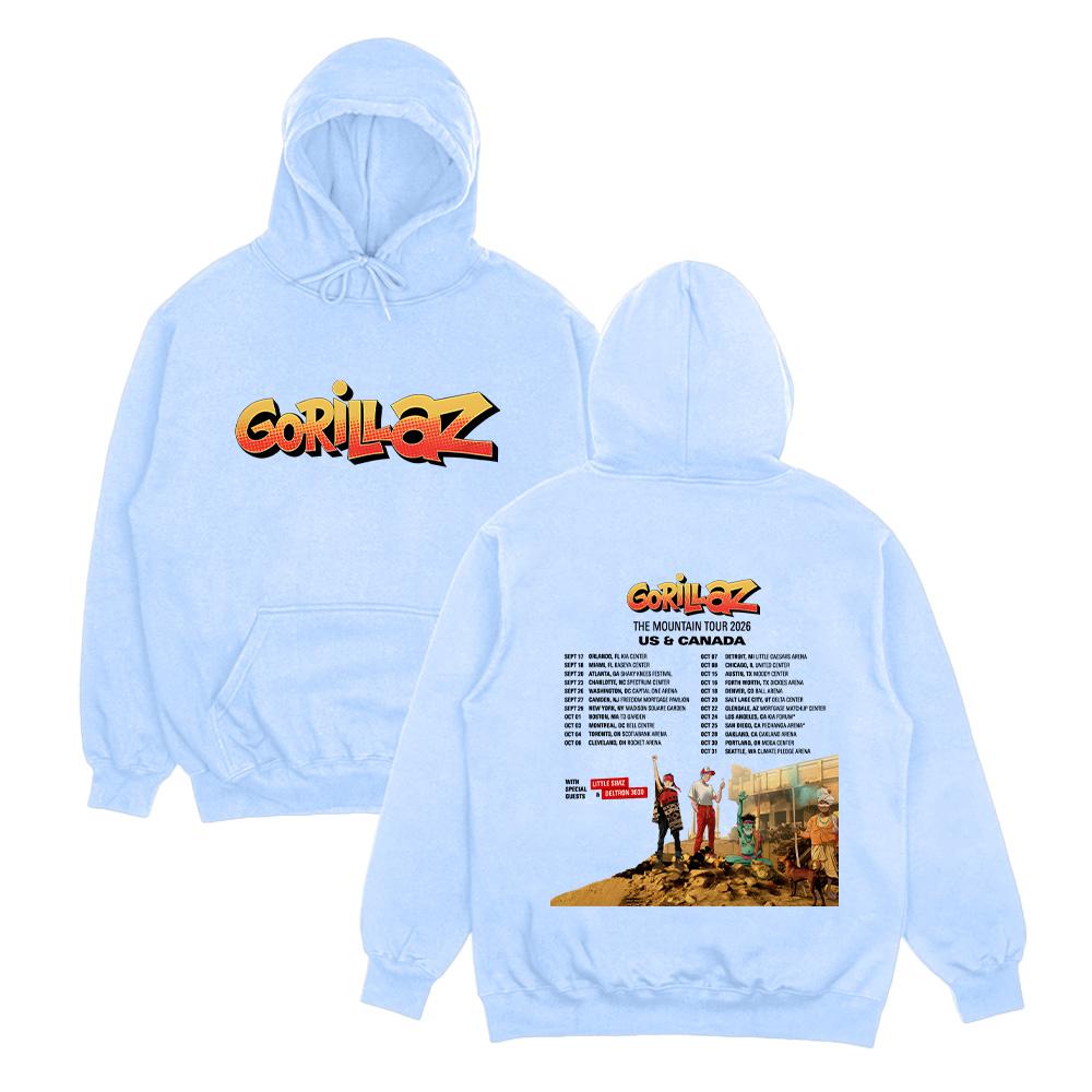 Gorillazs The Mountain Tour 2026 Hoodie Rock Music Y2k Clothes Fashion Long Sleeve Sweatshirt Men Women Retro Graphic Streetwear