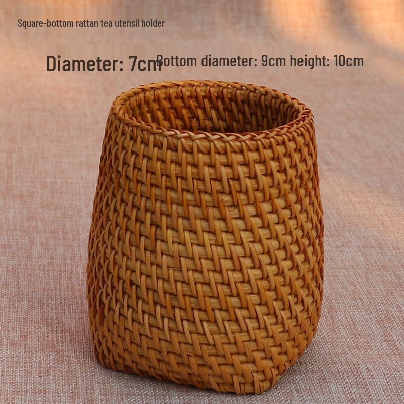 Vietnam Rattan Pen Holder Tea Set: Bamboo Tea Clip, Spoon, Needle, Pu'er Tea Accessories Storage.