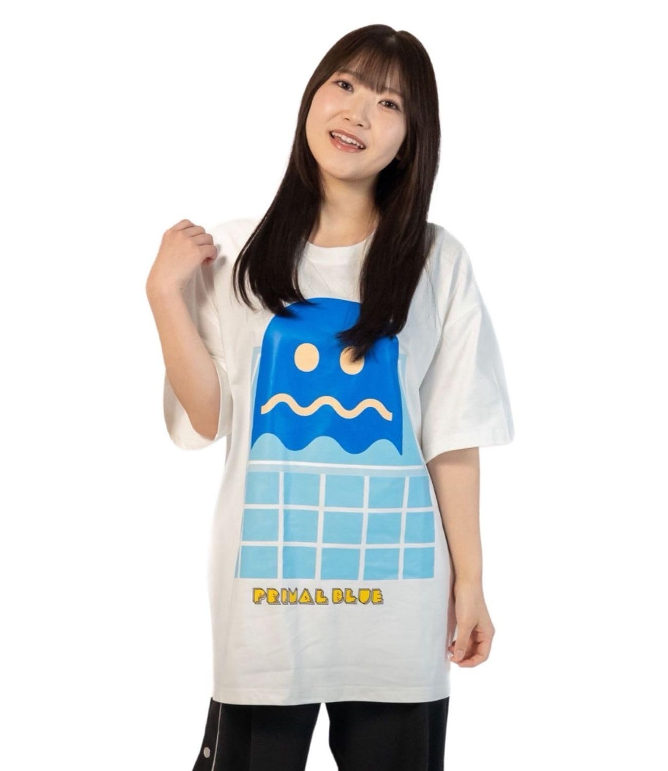 [Primal Blue] PAC-MAN x Sauna Ijike Ghost Cold Bath Oversized T-Shirt, PAC-MAN 45th Anniversary Sauna Goods, Oversized Unisex T-Shirt (JP, Alphabet, M