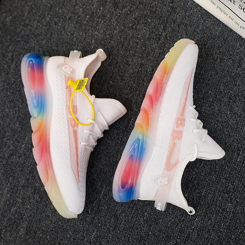 

2025 new casual women s shoes fly-woven color sports shoes student breathable running shoes women s soft sole wear-resistant 36 белый