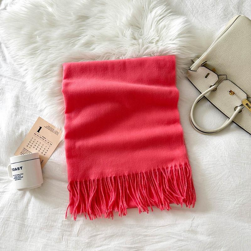 Solid color scarf women's winter new imitation cashmere scarf multi-color warm scarf long shawl