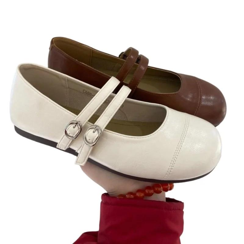 Fashion shoes female 2025 hot sale Shallow Women's flats Fashion buckle strap daily new round toe soft bottom concise flat low heels