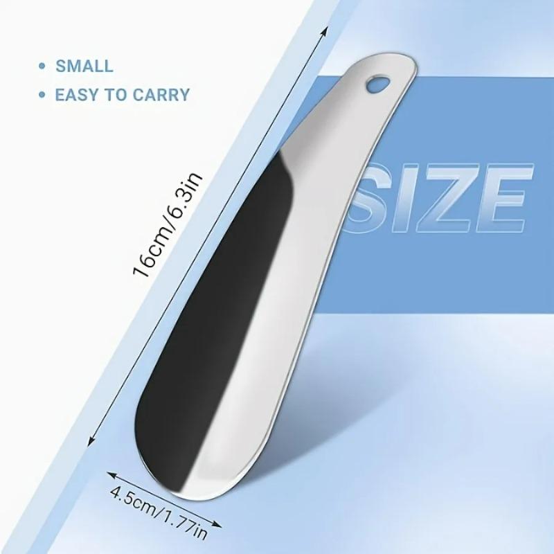 6.3Inch Portable Stainless Steel Shoe Horn Silver Hang Hole Shoe Lifter Helper Tool for Sneakers Boots Home Travel Daily Use