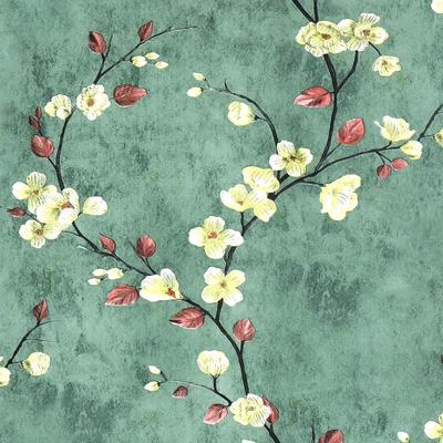 Papel de parede floral autoadesivo verde, removível e à prova d'água, ideal para decoração de parede de TV, quarto e casa.