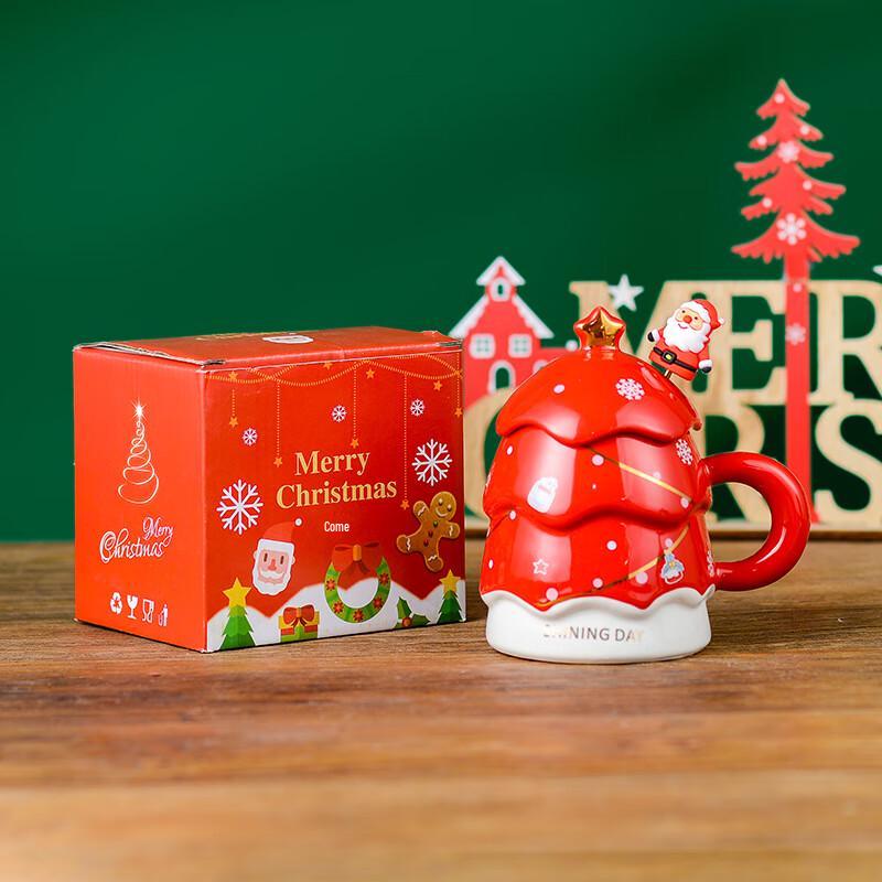 Creative Christmas Tree Ceramic Mug with Lid