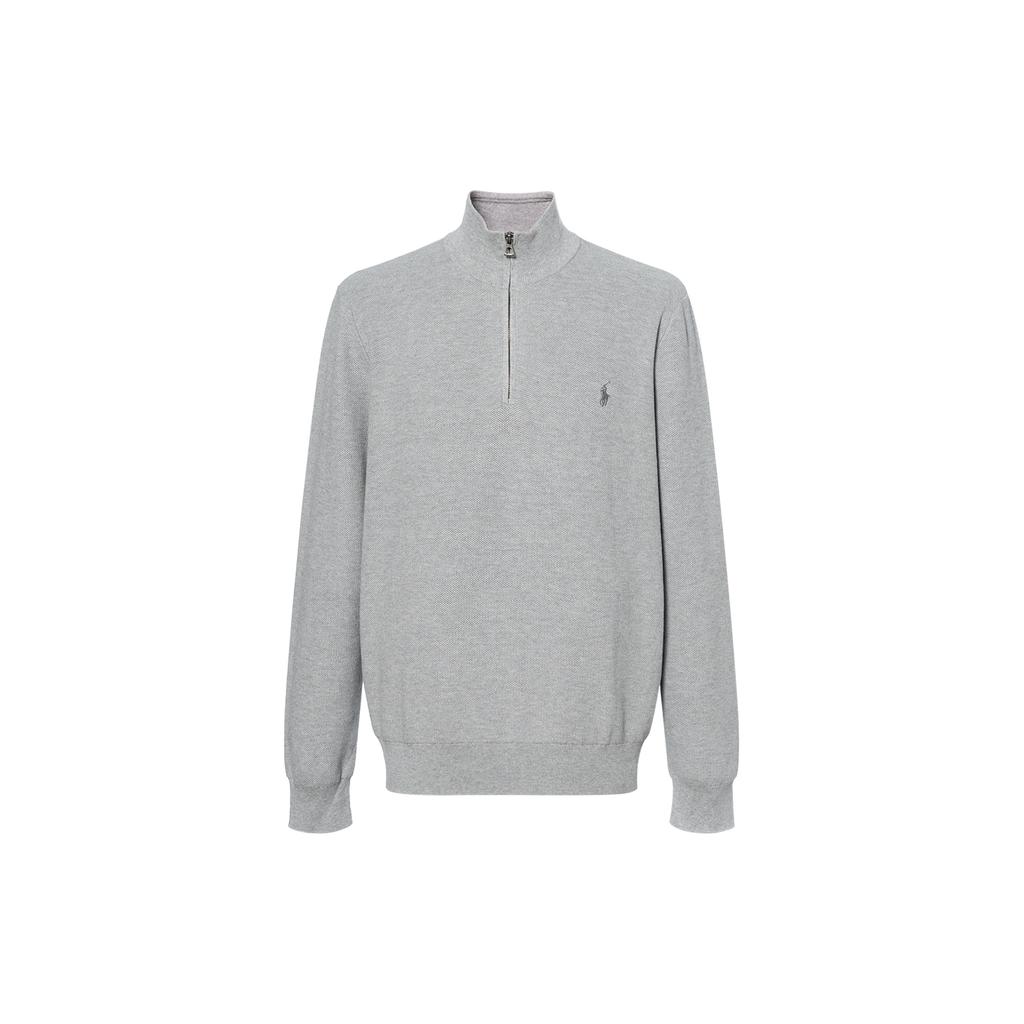 Polo Ralph Lauren Logo Embroidered Half-Zip High Neck Long Sleeve Knit Sweater Men sweater Gray 710932304-002