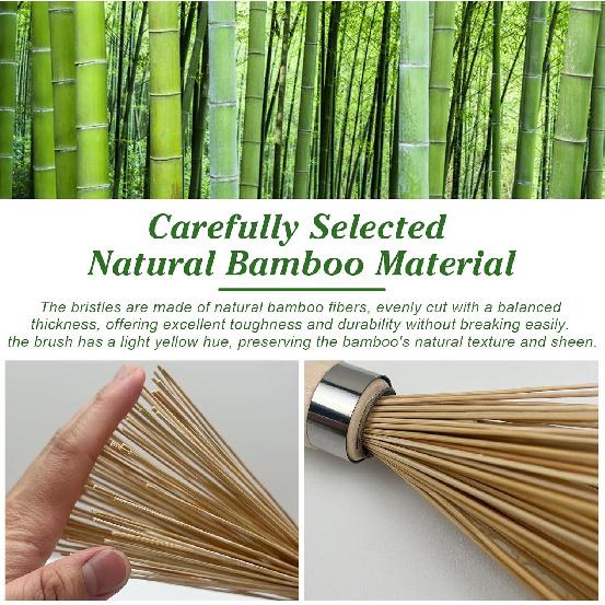 Natural Bamboo Pot Brush for Kitchen Cleaning – Eco-Friendly Scrub Brush for Pots, Pans, Woks, and Jars – 2 Pcs with Hanging Design