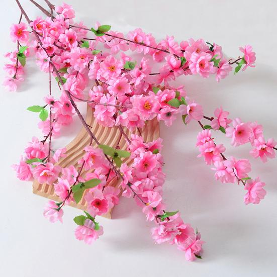 Artificial Flowers Adjustable Height Curvature Silk Plum Blossom Stems Fake Flower with Iron Wire Wedding Home Decor