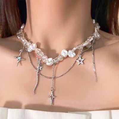 GemChic Women's Necklace Fashionable Pearl Star Tassel Clavicle Chain Ladies Sweet Collarbone Necklace Birthday Christmas Jewelry Gift
