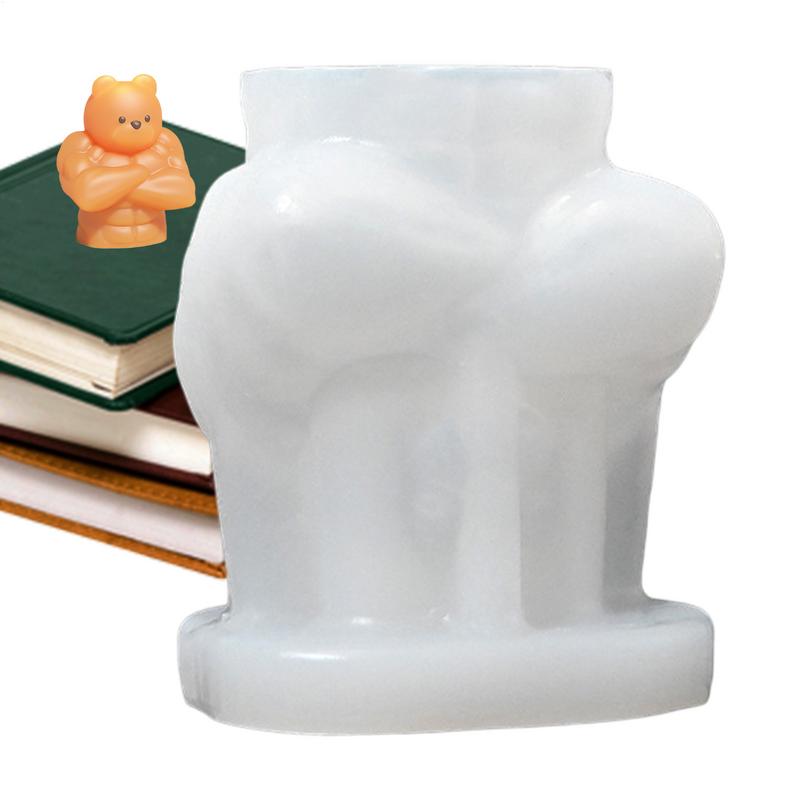 Silikon Bärenform für Duftkerzen Seifenherstellung und Resin Gießen Muskelbär Niedliche Tierform Form für Heimdekoration