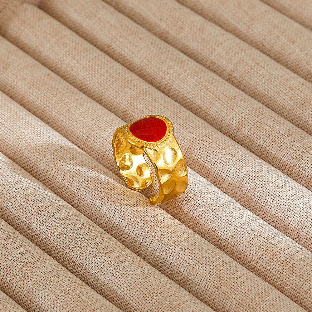 1Pcs Stainless Steel Ring Set with Zirconia, Metal Style Finger Ring, Index Finger Ring