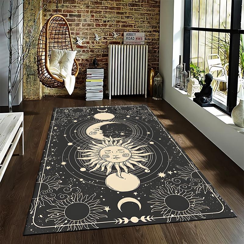 Dreamy Sun and Moon Pattern Rug Suitable for Use As an Anti-slip Game Mat for Living Room and Bedroom Sofas