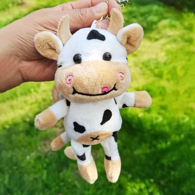 Soft Cow Dolls Plush Toy Women Bag Keychain Cute Pendant Decoration Key