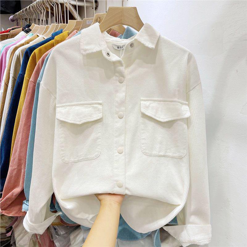 Women's Velvet Corduroy Shirt Jacket - Simple & Fashionable, Perfect for Spring and Autumn