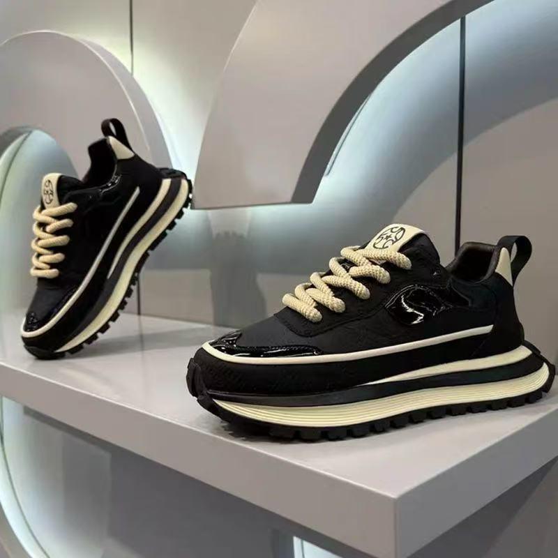 Wiosenne Męskie Modne Skórzane Buty Skate Niskie z Grubą Podeszwą - Styl Sportowy Casual