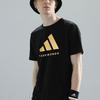 Adidas Classic Comfortable Training Running Sports Knit Crew Neck Short Sleeve T-Shirt Unisex Tops Black Gold ADICLTS24TK-BG