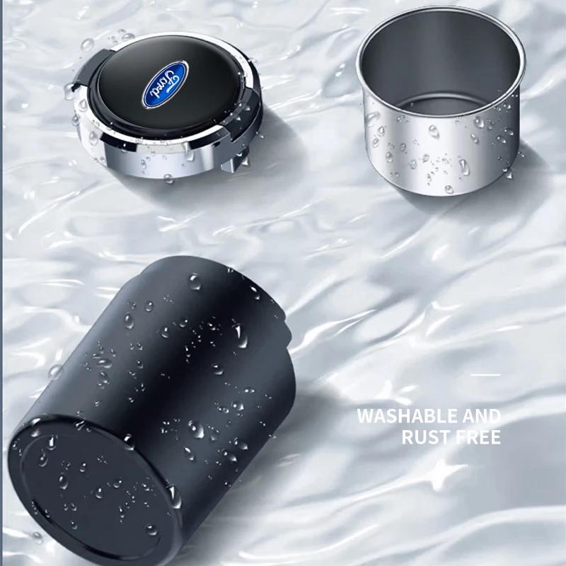Hot Car Ashtray with Lid Smell Proof Stainless Steel Blue Led Portable Ashtray Cup For Ford Mk2 Mk3 Mk4 Mk5 Mk7 Fiesta FOCUS 2 3
