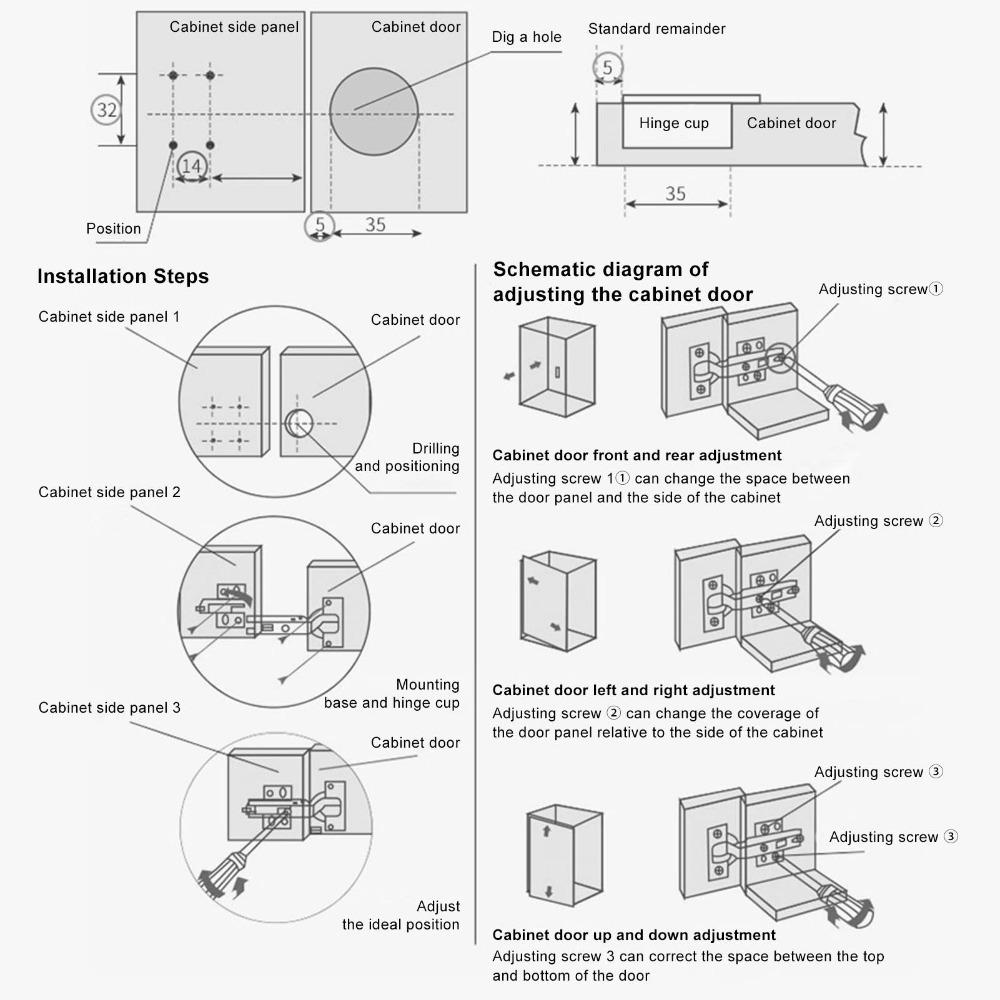 4Pcs 2.0mm Thickness Door Hinge Buffering Damping Soft Close Hinge Hydraulic Hinge Storage Cabinet