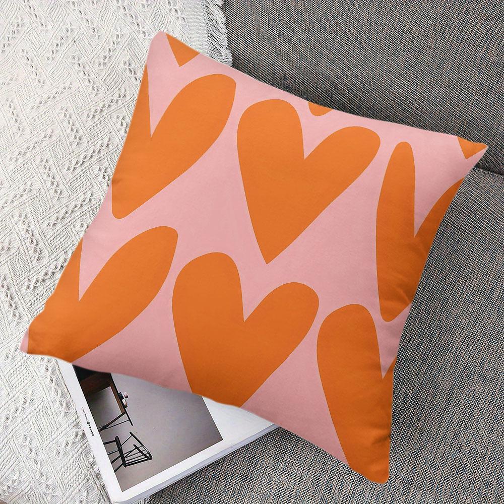 Tangerine Heart square Jacquard Pillow Cover for Sofa Office Waist Cushion Cover Home Decorative Pillowcase