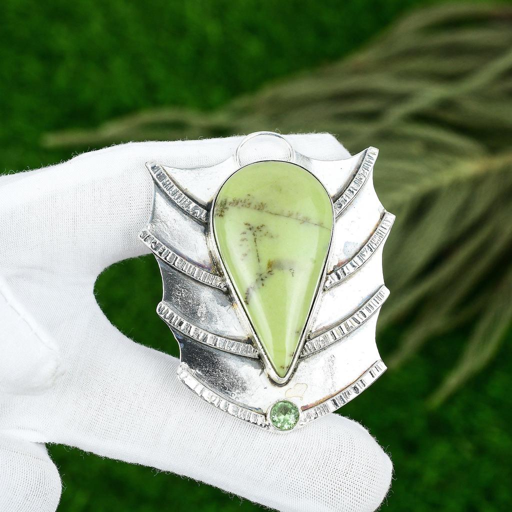 Osterangebot Serpentinstein Apatit 925 Silber Tochter Lünettenanhänger Schmuck