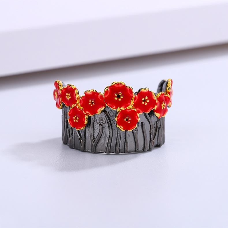 

Кольцо с цветной глазурью из клея и разноцветными цветами, свежее, сладкое, в пасторальном стиле для женщин No. 7