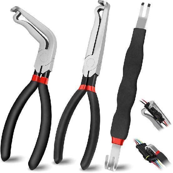 3Pcs Electrical Disconnect Pliers Set, Automotive Electrical Connector Separator With Straight & 60 Degree, Electrical Disconnect Pliers For Cars,