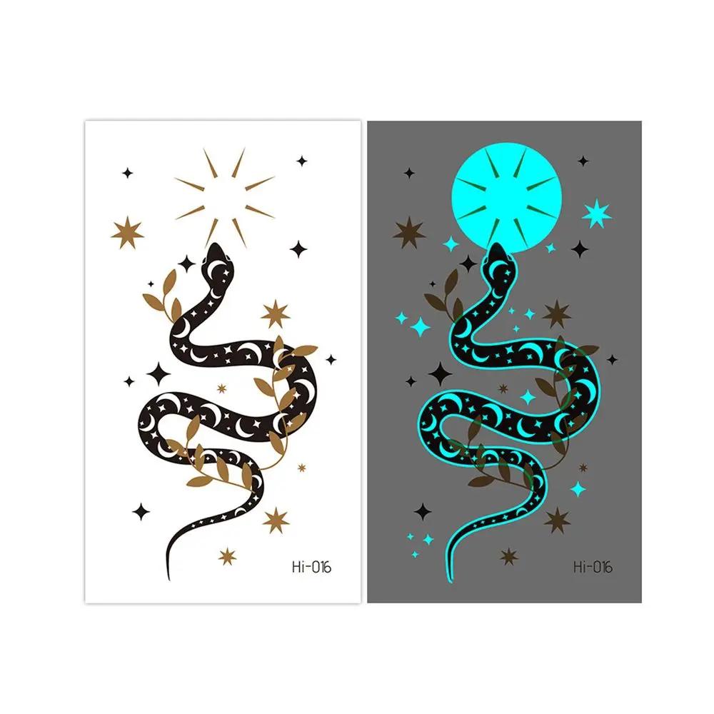 1Sheet Fashion Waterproof Blue Luminous Tattoo Sticker Star Feather Tattoo Sticker Body Art Removable Temporary Tattoos