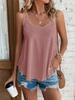 Dames Ronde Hals Mouwloze Tanktop Losse Pasvorm Broderie Jacquard Spaghettibandje Camisole Zomer Laagjes Basic Top