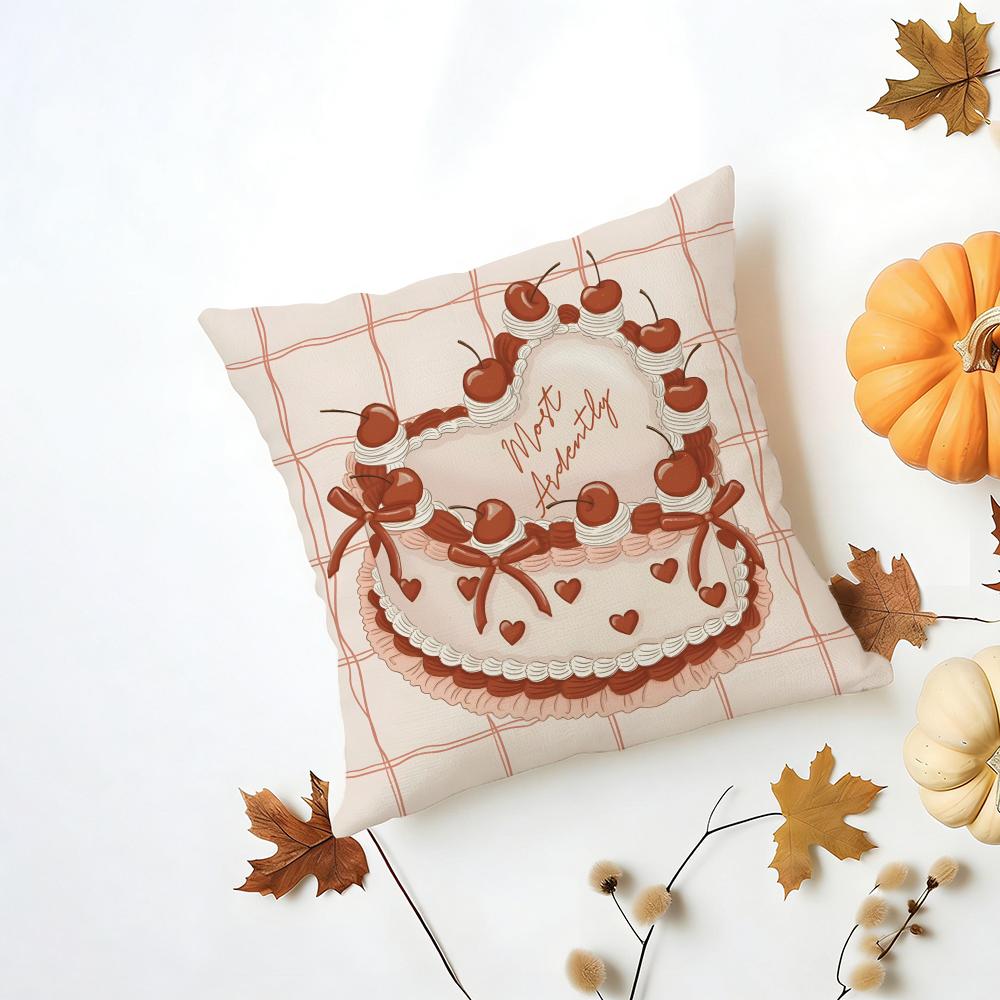 Casual Red Pink Fashion LOVE Style Cushion Cover Washable Linen Pillowcase Soft for Daily Sofa Bed Home Room Decor
