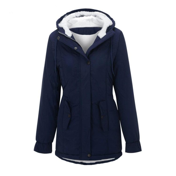 Women Fleece Hooded Coat Lamb Wool Cotton Padded Winter Fashion Coat