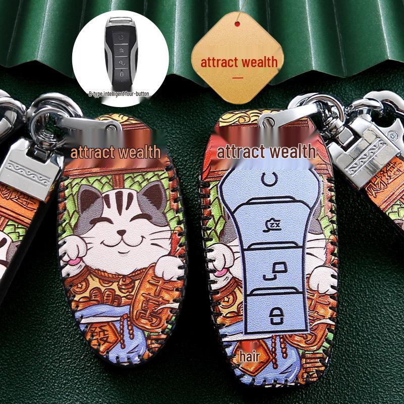 BYD Song Pro Key Case for Tang, Song Max, Qin Pro, Tang 2nd Gen DM New Energy Cars - National Tide Design Key Bag