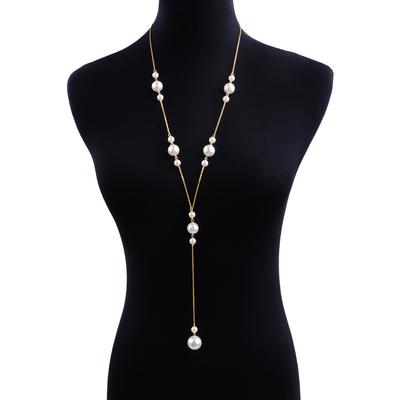 New, Long Y-shaped Zircon Fringed Pearl Necklace, Korean Ins Female Texture Cold Wind Collarbone Chain Female