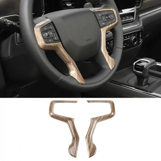 Wood Grain Steering Wheel Cover Trim Frame For Chevrolet Silverado 1500 2019+