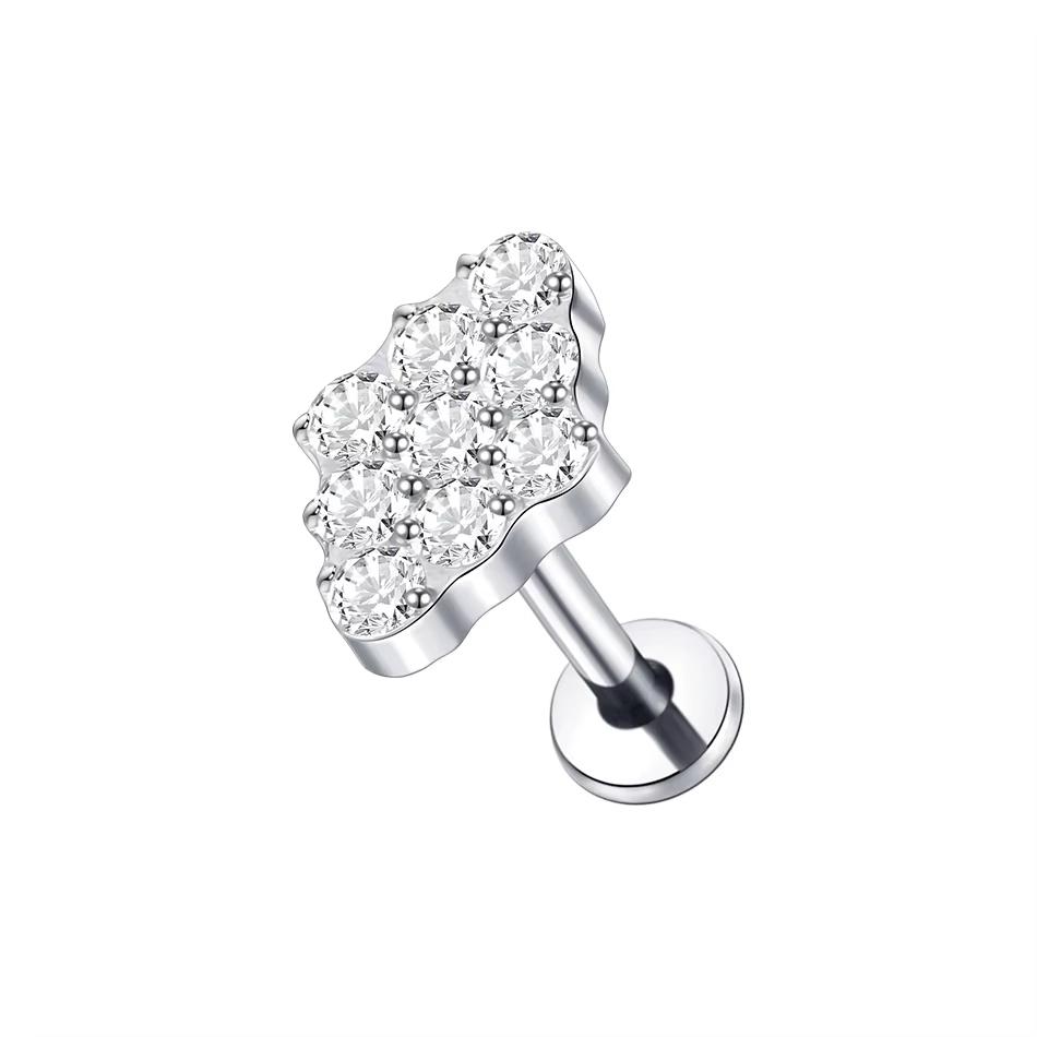 1 Adet Çiçek Tragus Piercing Küpe Ucu İçten Dişli 316L Cerrahi Çelik Takı