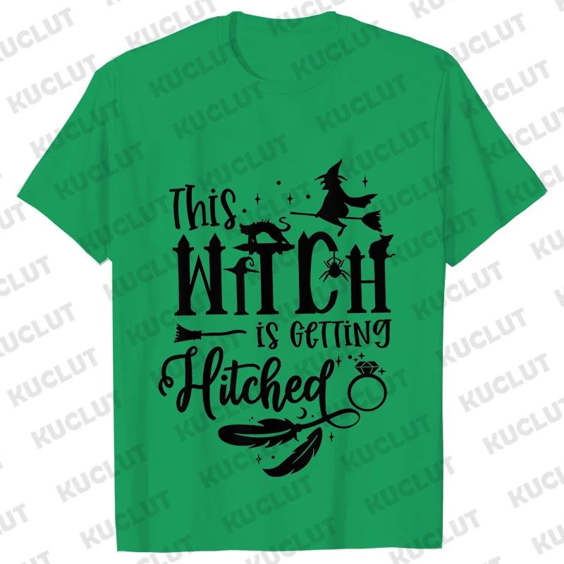 Team Bride Y2k Tops Bridal Shower Wedding Shirt This Witch Is Getting Hitched Lit T-Shirt Halloween Bachelorette Party EVJF Tees