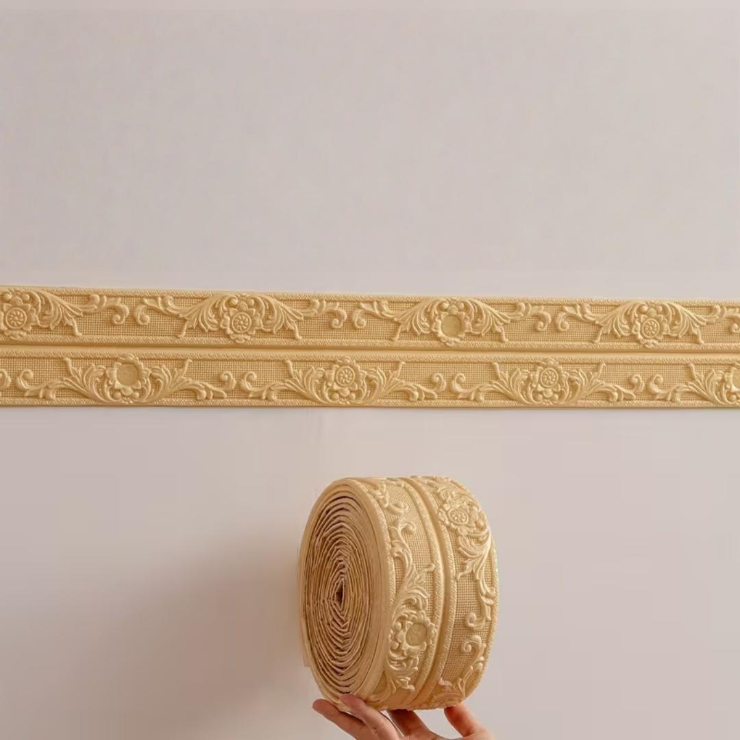 

1pc 3D Foam Wall Trim Line Skirting Border Self-Adhesive Waterproof Baseboard Wallpaper Wall Sticker For Room Home Decor золотой