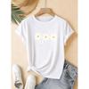 Big Size Women Round Neck Short Sleeve T Shirt Daisy Flower Print Summer Casual Wear for Beach And Daily Outfits