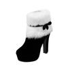 Christmas Winter Suede High Heels Thick Heel  Side Zipper Ladies Short Boots