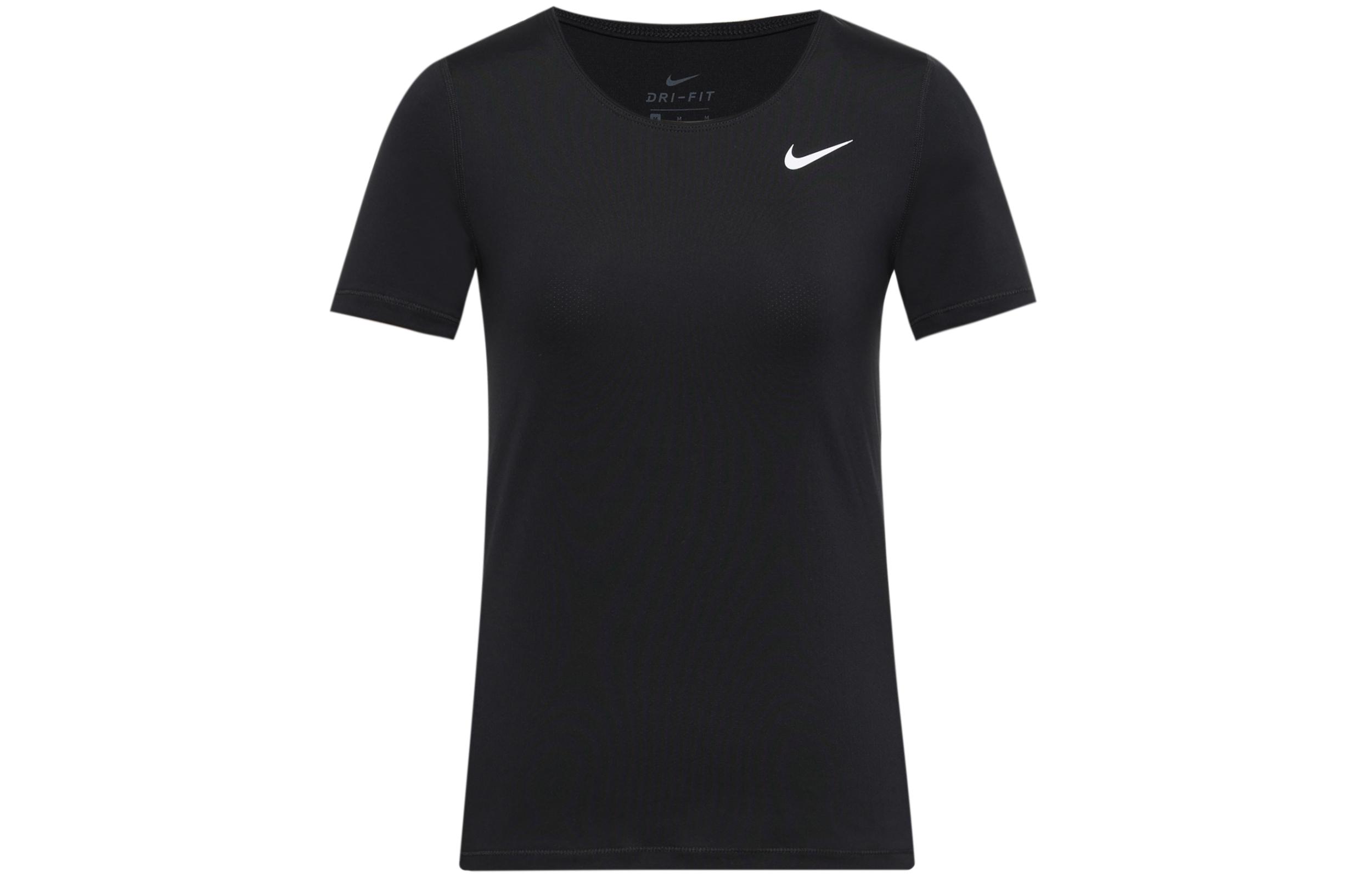 

Nike T Shirts Women s Black Crew Neck Moderate Straight Fit AT4546-010 S
