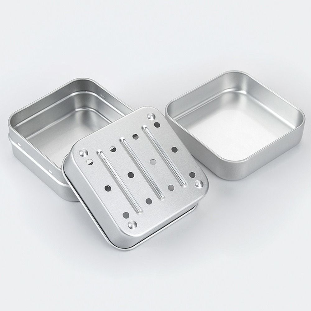 Portable Aluminum Drain Box Double-layer Travel Water Filter Soap Box Square Storage Container