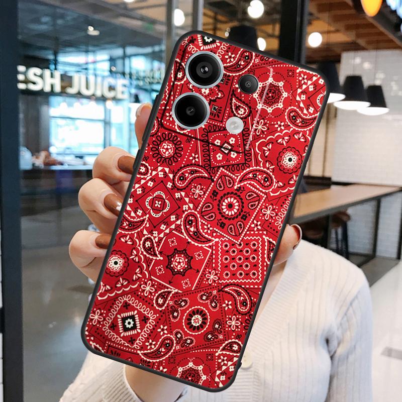 Red Bandana Paisley Case For Xiaomi Redmi Note 15 Pro Plus 10 11 12 13 14 Pro Redmi 15 15C 10C 12C 13C 14C Cover