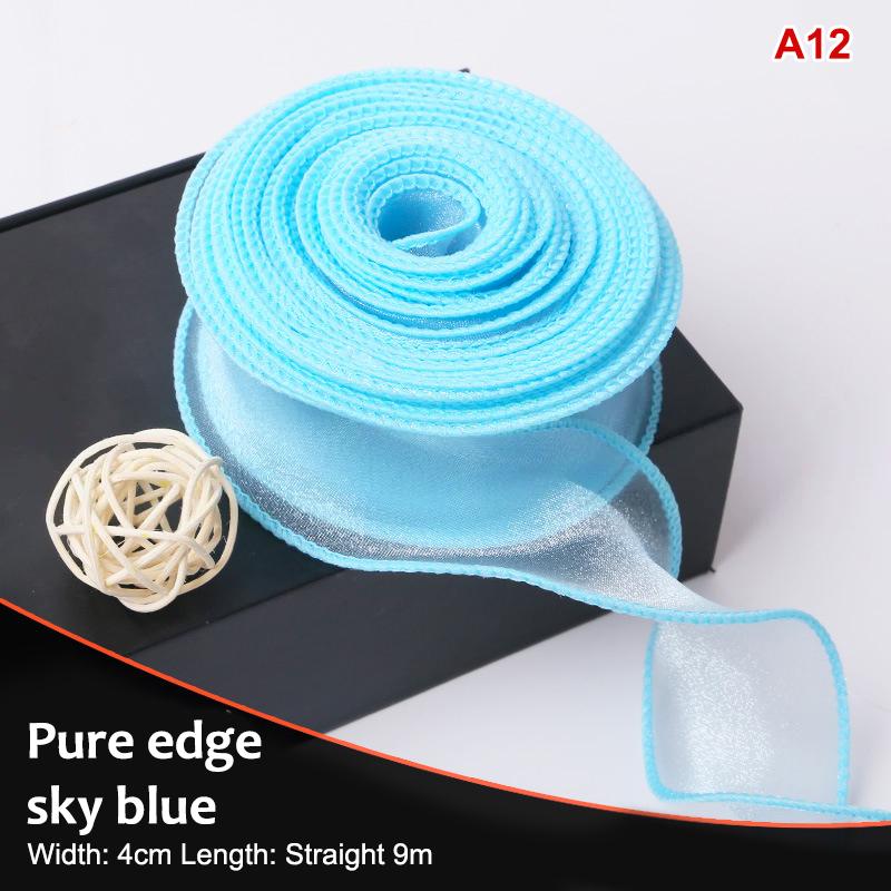 10Yards Organza Solid Color Ribbon 4Cm Wavy Edge Ribbon For For Flower Bouquet Gifts Packaging Party Decorations Diy