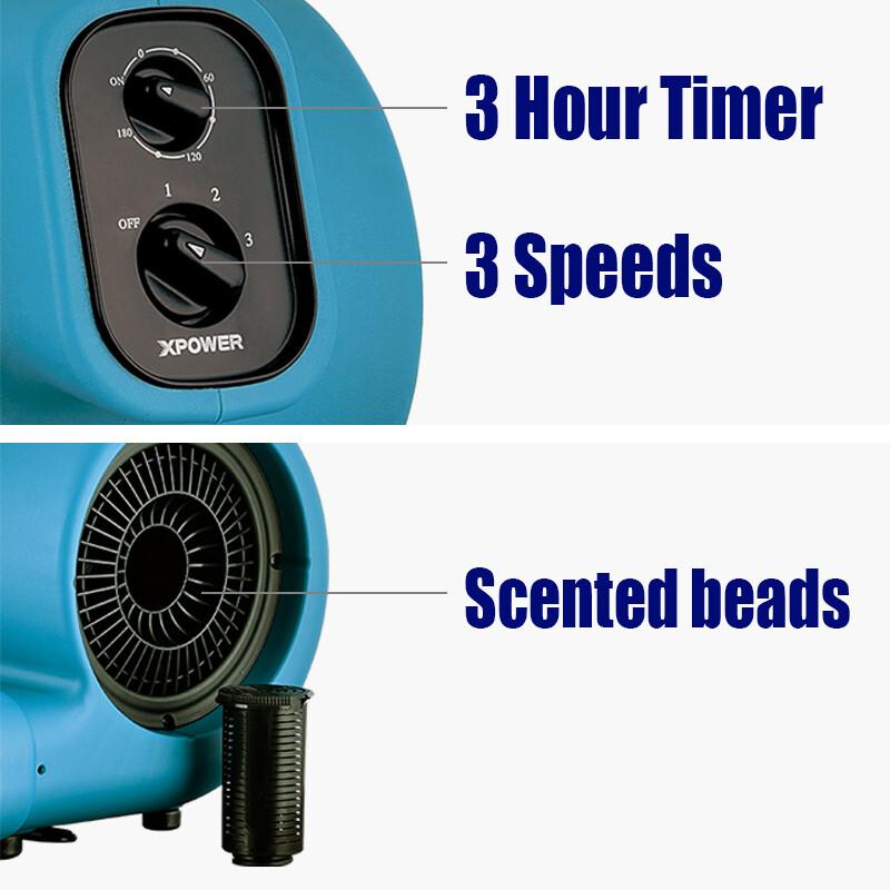XPOWER P-250NT Blue Air Mover Carpet Dryer Floor Blower Fan Timer 8Oz Aroma Bead